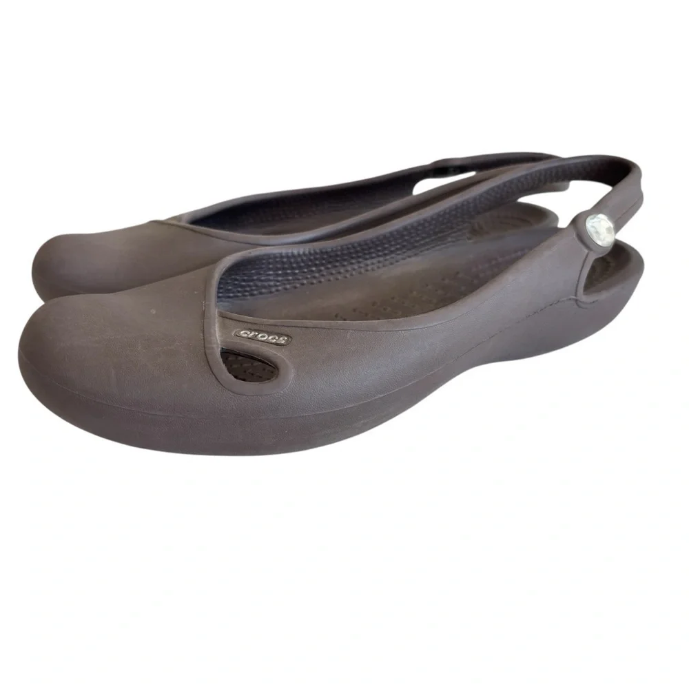 CROCS Taylor Slingback Flats‎ Mules Sandals Black Slip On Shoes Sz 7 Y2K Preppy